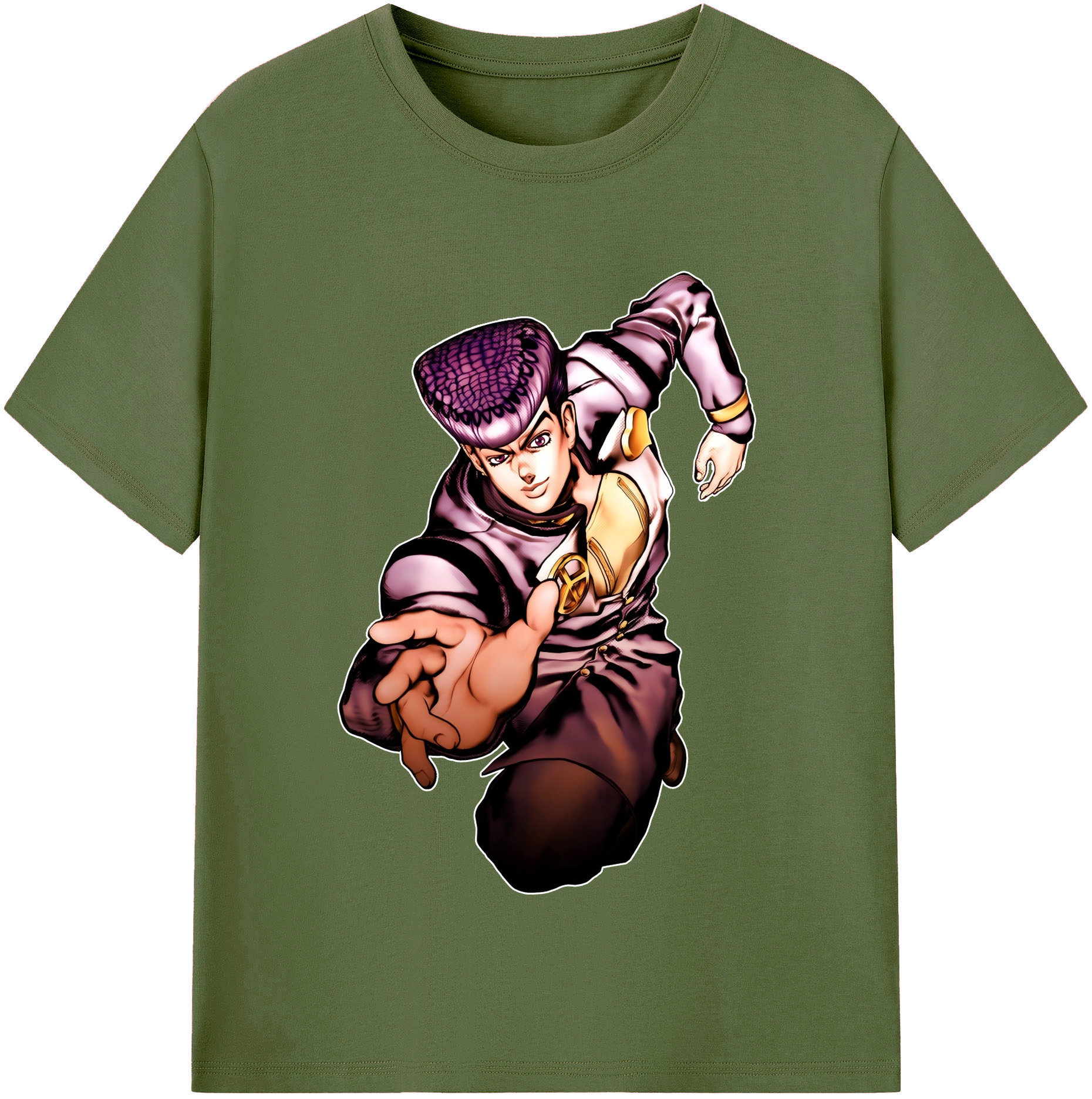 （画像用） ジョジョの奇妙な冒険 ひがしかた じょうすけ JoJo's Bizarre Adventure Higashikata Josuke 綿100％半袖Tシャツ（フロントプリント）